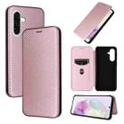 For Samsung Galaxy A36 Carbon Fiber Texture Flip Leather Phone Case(Pink) - 1