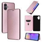 For Samsung Galaxy A07 4G Carbon Fiber Texture Flip Leather Phone Case(Pink) - 1