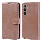 For Samsung Galaxy S24 FE 5G Skin Feeling Oil Leather Texture PU + TPU Phone Case(Champagne) - 1