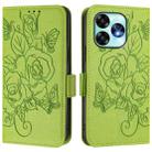 For UMIDIGI A15 / A15C / A15T Embossed Rose RFID Anti-theft Leather Phone Case(Green) - 3