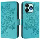 For UMIDIGI A15 / A15C / A15T Embossed Rose RFID Anti-theft Leather Phone Case(Light Blue) - 3