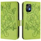 For UMIDIGI Bison X20 Embossed Rose RFID Anti-theft Leather Phone Case(Green) - 3