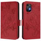 For UMIDIGI Bison X20 Embossed Rose RFID Anti-theft Leather Phone Case(Red) - 3