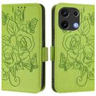 For UMIDIGI Note 100 Embossed Rose RFID Anti-theft Leather Phone Case(Green) - 2