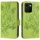 For HMD Skyline Embossed Rose RFID Anti-theft Leather Phone Case(Green) - 2