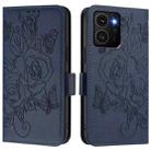 For HMD Skyline Embossed Rose RFID Anti-theft Leather Phone Case(Dark Blue) - 2