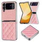 For Samsung Galaxy Z Flip4 Electroplating Rhombic Glitter PU Phone Case(Rose Red) - 1