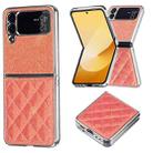 For Samsung Galaxy Z Flip4 Electroplating Rhombic Glitter PU Phone Case(Orange) - 1