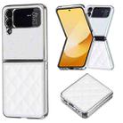 For Samsung Galaxy Z Flip4 Electroplating Rhombic Glitter PU Phone Case(White) - 1