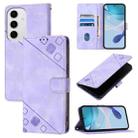 For Samsung Galaxy S24 FE 5G Skin-feel Embossed Leather Phone Case(Light Purple) - 1