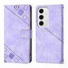 For Samsung Galaxy S24 FE 5G Skin-feel Embossed Leather Phone Case(Light Purple) - 3