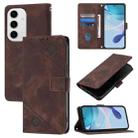 For Samsung Galaxy S24 FE 5G Skin-feel Embossed Leather Phone Case(Brown) - 1