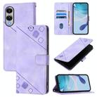 For Samsung Galaxy S25 Edge 5G Skin-feel Embossed Leather Phone Case(Light Purple) - 1