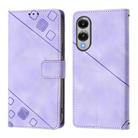 For Samsung Galaxy S25 Edge 5G Skin-feel Embossed Leather Phone Case(Light Purple) - 2