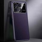 For Redmi K70 Ultra First Layer Cowhide Leather Electroplated PC Phone Case(Dark Purple) - 1