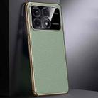 For Redmi K70 Ultra First Layer Cowhide Leather Electroplated PC Phone Case(Green) - 1