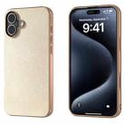 For iPhone 16 Plus PU Leather Electroplating Frame Full Coverage Phone Case(Gold) - 1