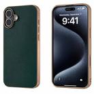 For iPhone 16 Plus PU Leather Electroplating Frame Full Coverage Phone Case(Green) - 1