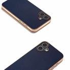 For iPhone 16 Plus PU Leather Electroplating Frame Full Coverage Phone Case(Dark Blue) - 3