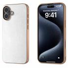 For iPhone 16 Plus PU Leather Electroplating Frame Full Coverage Phone Case(Silver) - 1