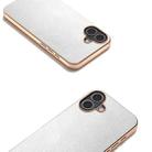 For iPhone 16 Plus PU Leather Electroplating Frame Full Coverage Phone Case(Silver) - 3