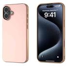 For iPhone 16 Plus PU Leather Electroplating Frame Full Coverage Phone Case(Light Pink) - 1