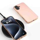 For iPhone 16 Plus PU Leather Electroplating Frame Full Coverage Phone Case(Light Pink) - 2