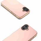 For iPhone 16 Plus PU Leather Electroplating Frame Full Coverage Phone Case(Light Pink) - 3