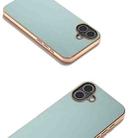 For iPhone 16 PU Leather Electroplating Frame Full Coverage Phone Case(Light Blue) - 3