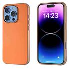 For iPhone 16 Pro PU Leather Electroplating Frame Full Coverage Phone Case(Orange) - 1