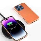 For iPhone 16 Pro PU Leather Electroplating Frame Full Coverage Phone Case(Orange) - 2