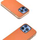 For iPhone 16 Pro PU Leather Electroplating Frame Full Coverage Phone Case(Orange) - 3