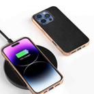 For iPhone 16 Pro PU Leather Electroplating Frame Full Coverage Phone Case(Black) - 2