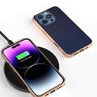 For iPhone 16 Pro PU Leather Electroplating Frame Full Coverage Phone Case(Dark Blue) - 2