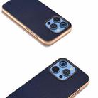 For iPhone 16 Pro PU Leather Electroplating Frame Full Coverage Phone Case(Dark Blue) - 3