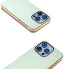 For iPhone 16 Pro Max PU Leather Electroplating Frame Full Coverage Phone Case(Light Green) - 3