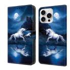 For iPhone 16 Pro Max Crystal Painted Leather Phone case(White Horse) - 1