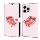 For iPhone 16 Pro Crystal Painted Leather Phone case(Love Peach) - 1