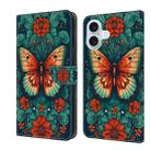 For iPhone 16 Plus Crystal Painted Leather Phone case(Flower Butterfly) - 1