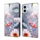 For iPhone 16 Plus Crystal Painted Leather Phone case(Koi) - 1