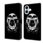 For iPhone 16 Plus Crystal Painted Leather Phone case(Skull) - 1