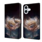 For iPhone 16 Plus Crystal Painted Leather Phone case(Peony) - 1