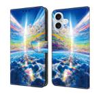 For iPhone 16 Plus Crystal Painted Leather Phone case(Colorful Sky) - 1