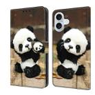 For iPhone 16 Plus Crystal Painted Leather Phone case(Panda) - 1