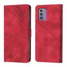 For Nokia G42 / G310 Skin Feel Embossed Leather Phone Case(Red) - 3