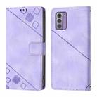 For Nokia G42 / G310 Skin Feel Embossed Leather Phone Case(Light Purple) - 3