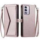 For OPPO A3 Pro 5G Global Wallet Multi-card Slot Leather Phone Case with Lanyard(Rose Gold) - 1