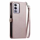 For OPPO A3 Pro 5G Global Wallet Multi-card Slot Leather Phone Case with Lanyard(Rose Gold) - 3