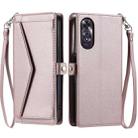 For OPPO A60 Wallet Multi-card Slot Leather Phone Case with Lanyard(Rose Gold) - 1