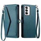 For OPPO Reno12 5G Global Wallet Multi-card Slot Leather Phone Case with Lanyard(Green) - 1
